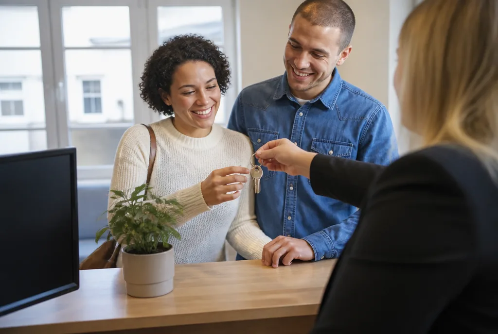 Tenants collecting keys to a new home