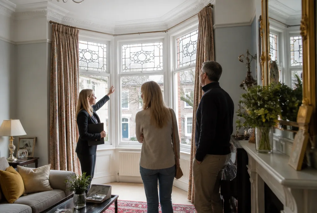 Sophie Calder appraising a sitting room with the owners