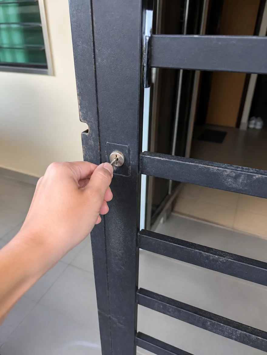 A hand turning a key in the door of a newly purchased home