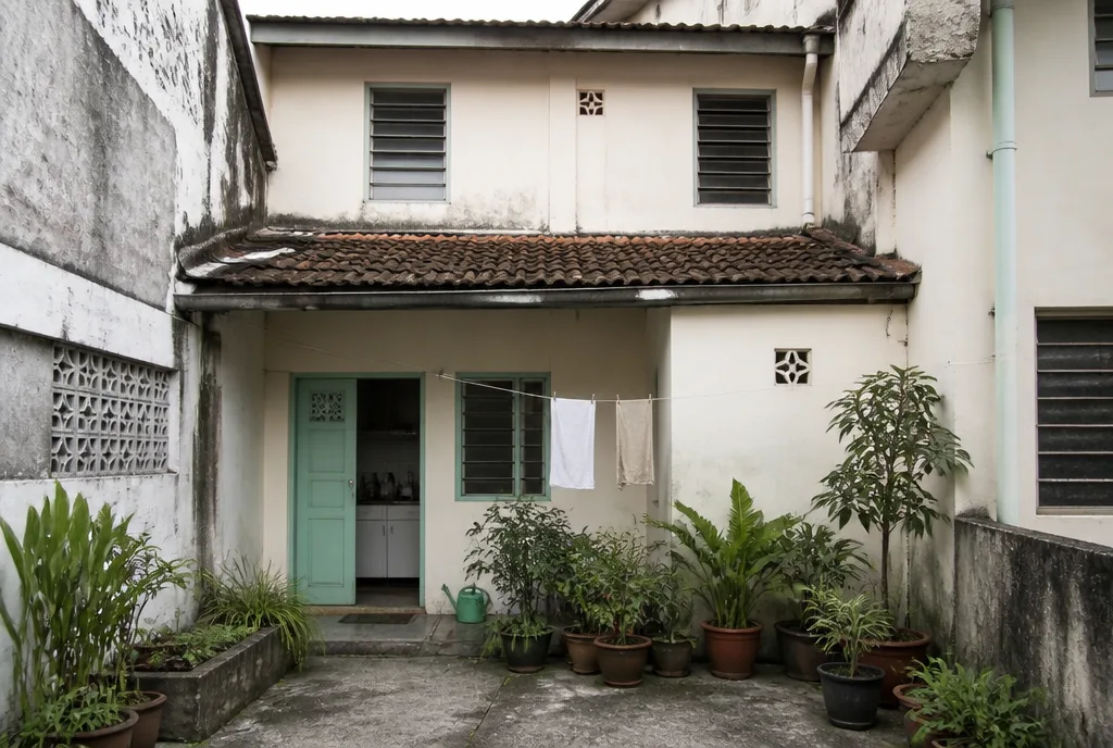 Rear courtyard, 2-storey terrace house