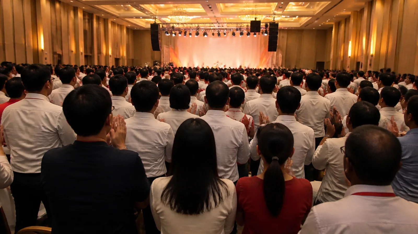 A Sanjung agency rally in a Kuala Lumpur convention hall