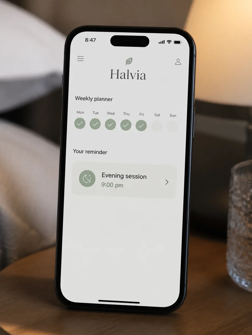 Halvia app: A weekly plan