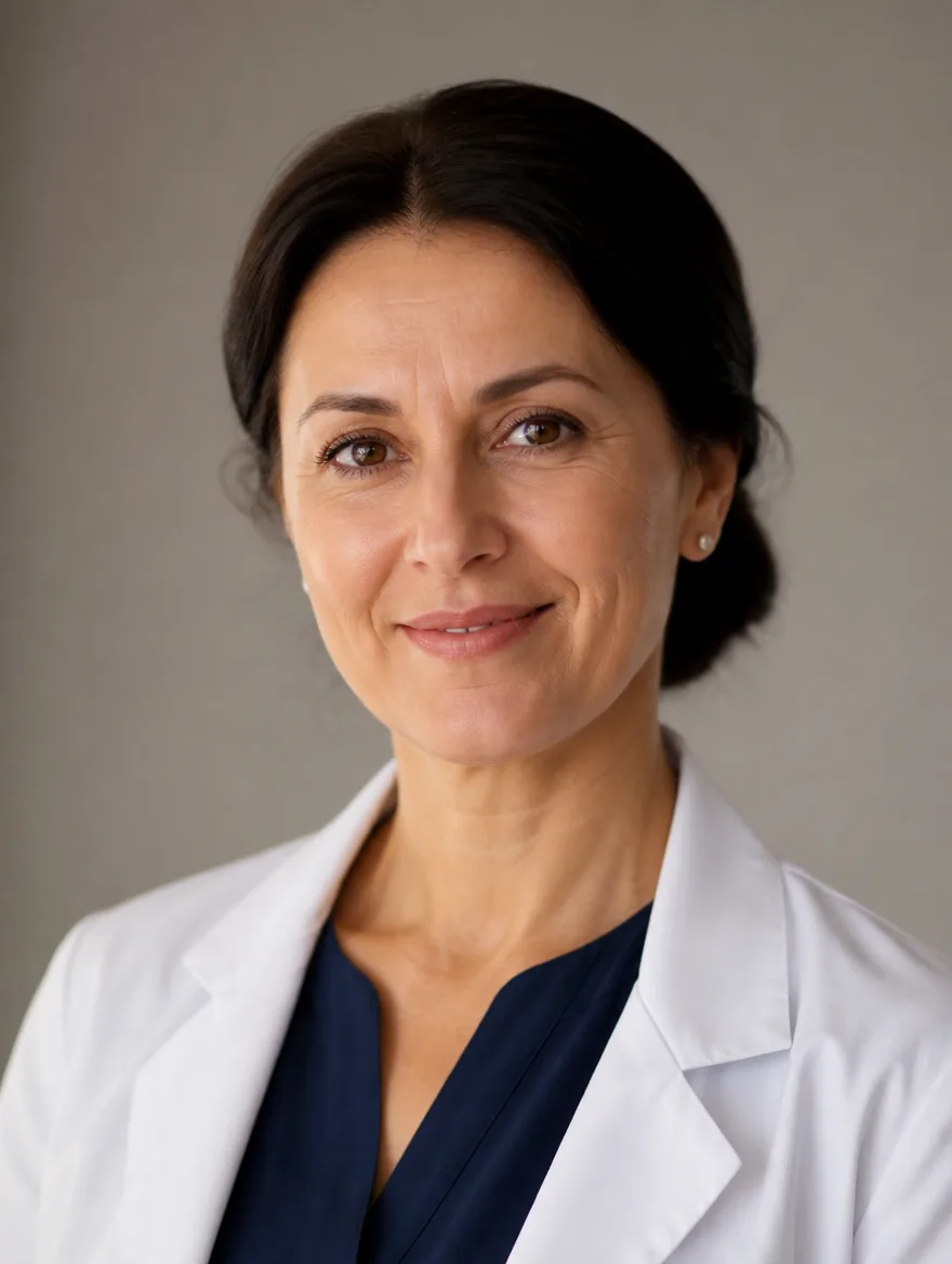 Dr. Elena Varga, Board-certified dermatologist