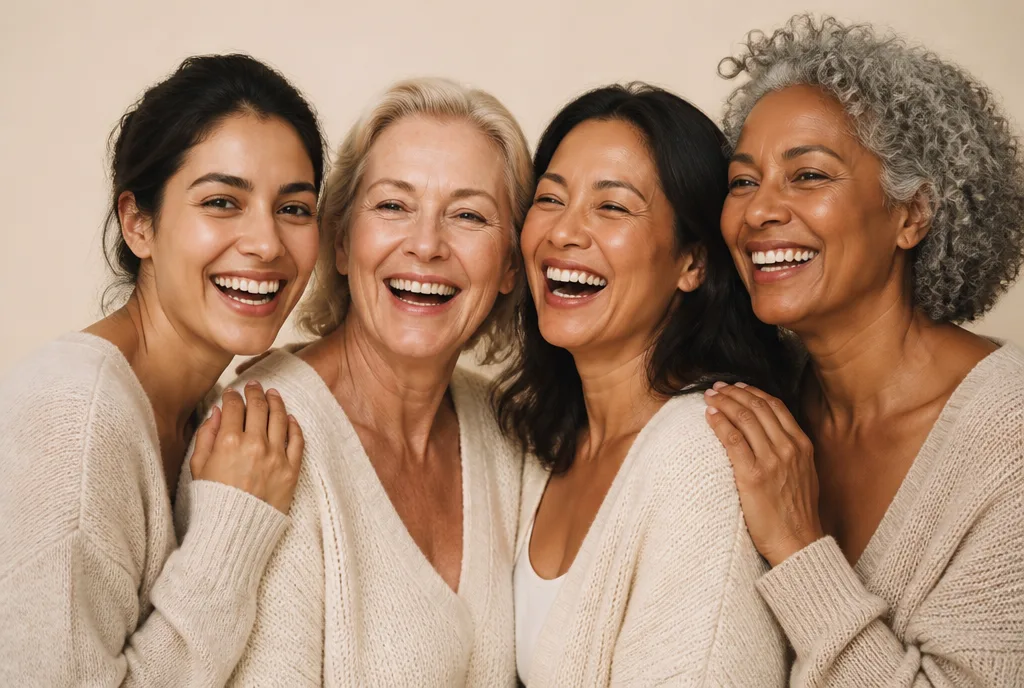 Four women of different ages laughing together