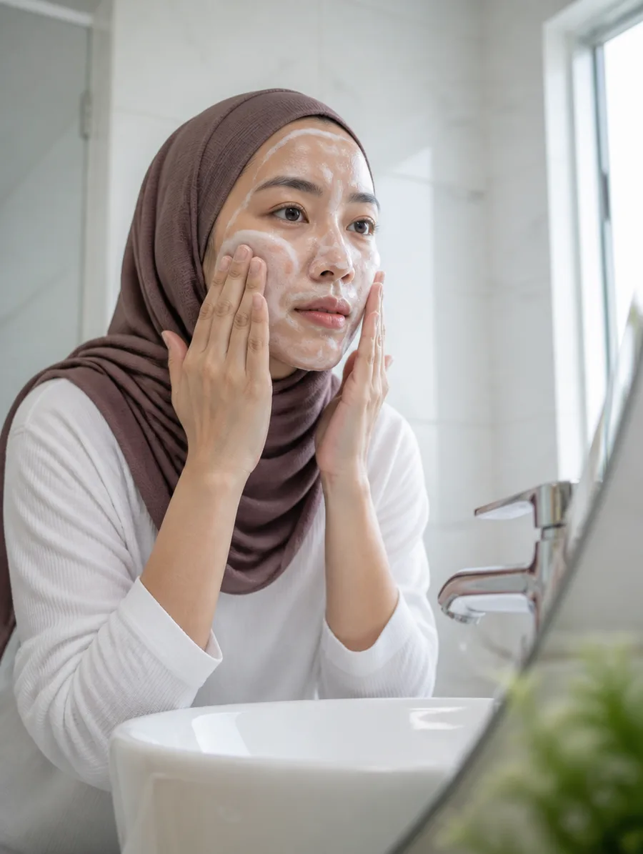 Applying Amino Acid Gentle Cleanser