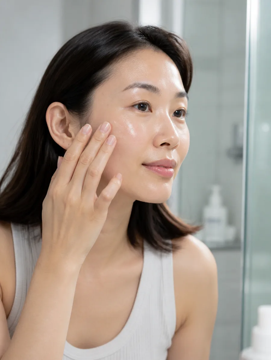 Applying Caffeine 5% + EGCG Eye Serum