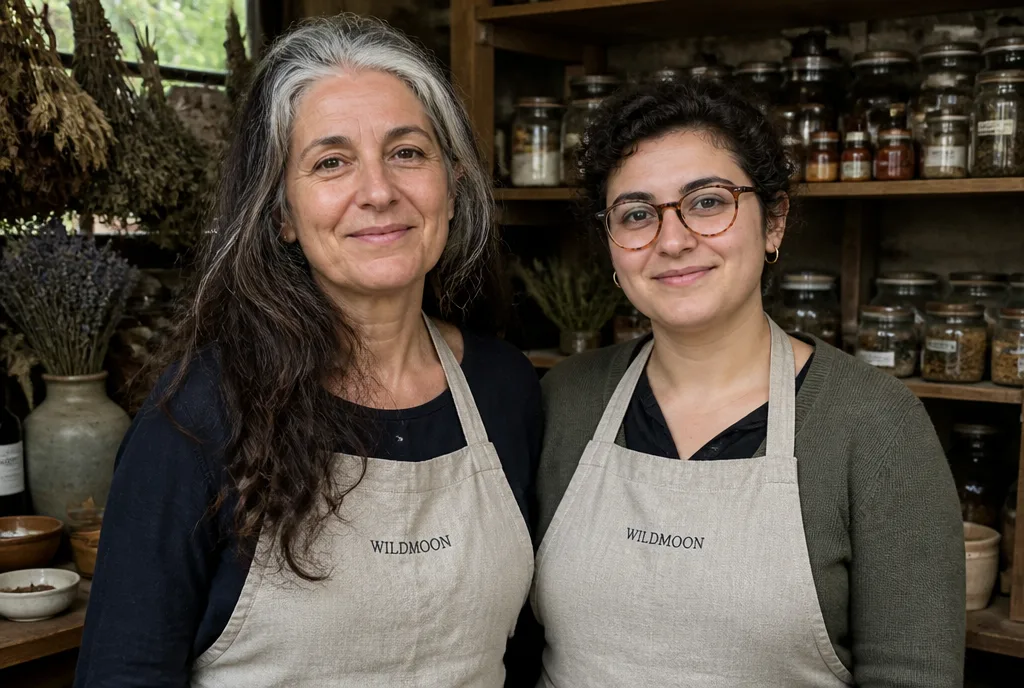 Wildmoon co-founders Rosalind Hartley and Nell Kostas in their workshop