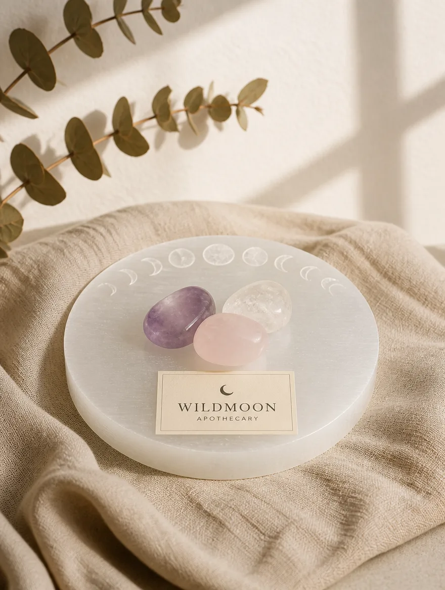 Moon Phase Selenite Charging Plate