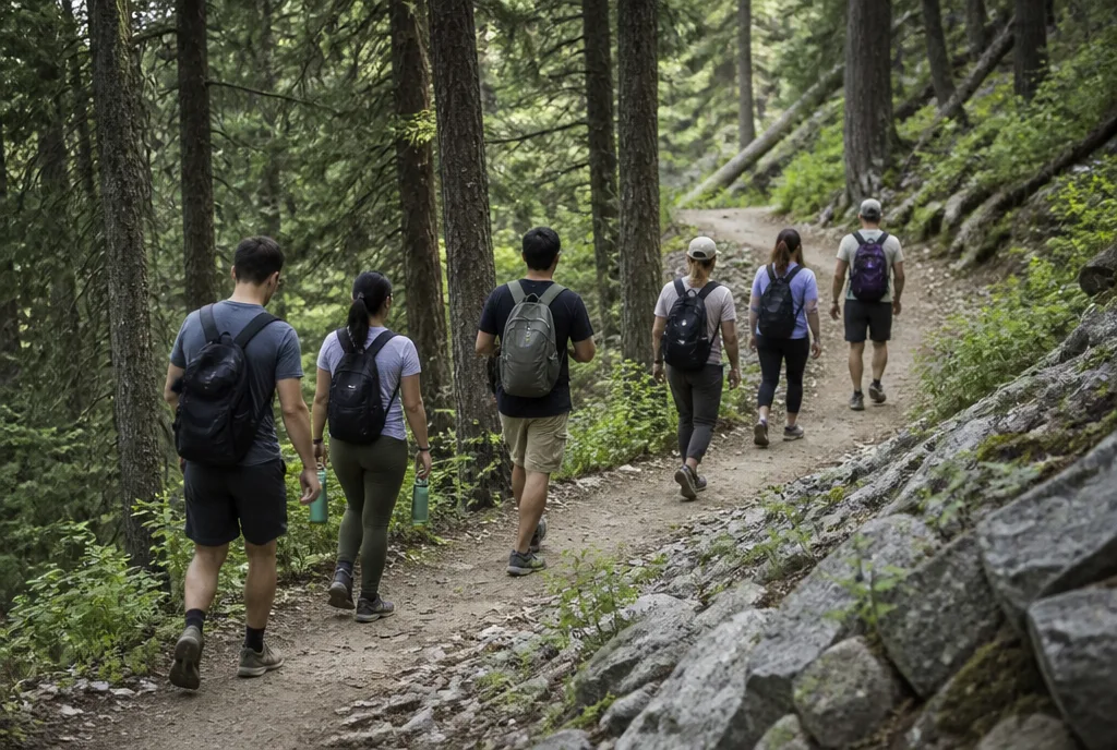 Team hike on a company retreat