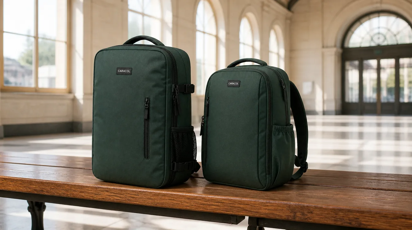 Underseat Pro and Underseat 20L on a station bench