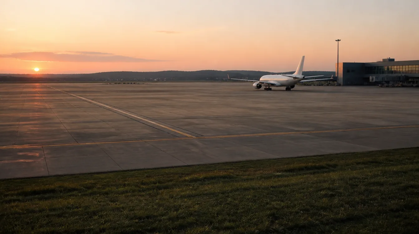 Airport apron at dusk