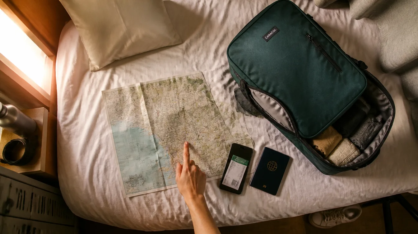 Trip planning on a hostel bed