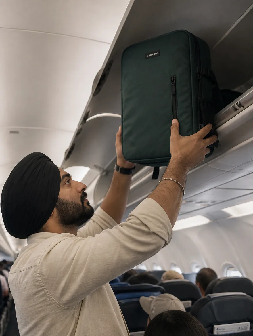 Fits the overhead bin too, customer photo