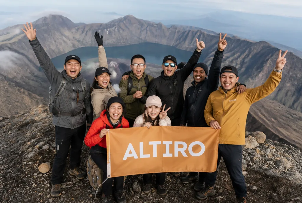 On Mount Rinjani Summit, Lombok with Altiro