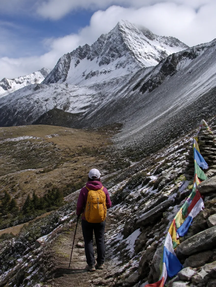 Siguniang Dafeng Summit, Sichuan on the trail