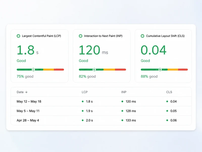 Core Web Vitals Checker result panel
