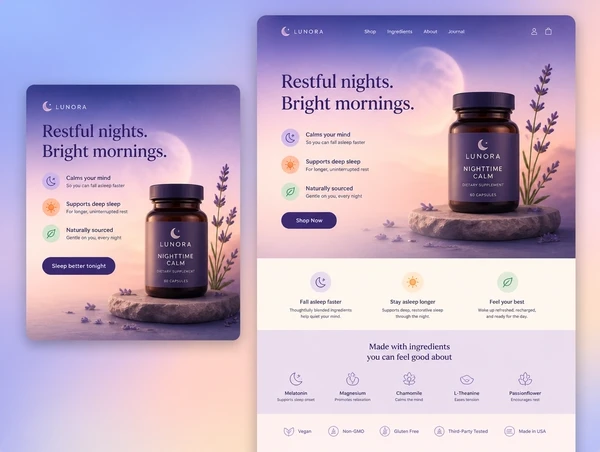 An advertisement shown beside the landing page it clicks through to