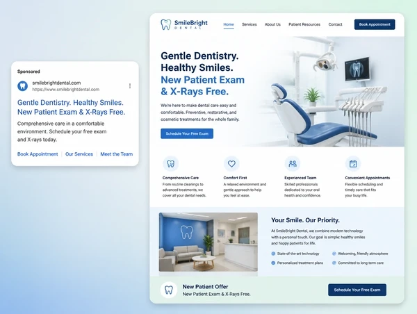 An advert shown beside the landing page it clicks through to