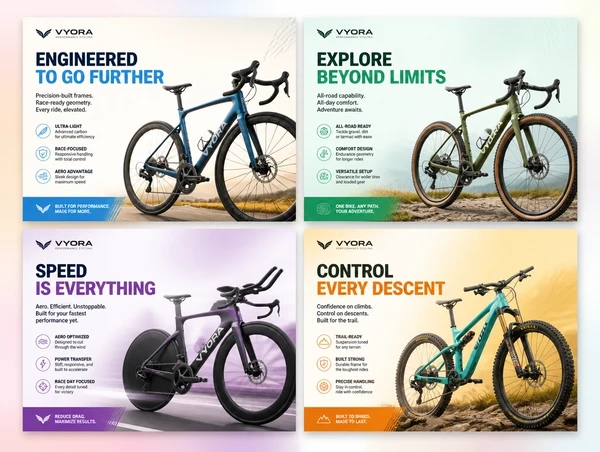 Several advert designs for one offer laid out for comparison