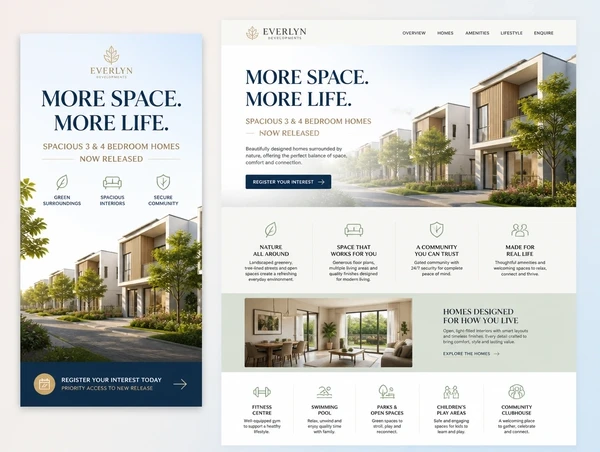 A social advert beside the landing page it sends people to