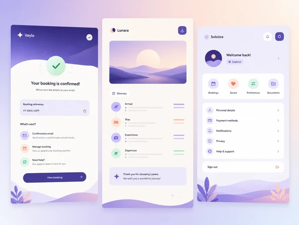 A confirmation, a document and a profile page in one identity