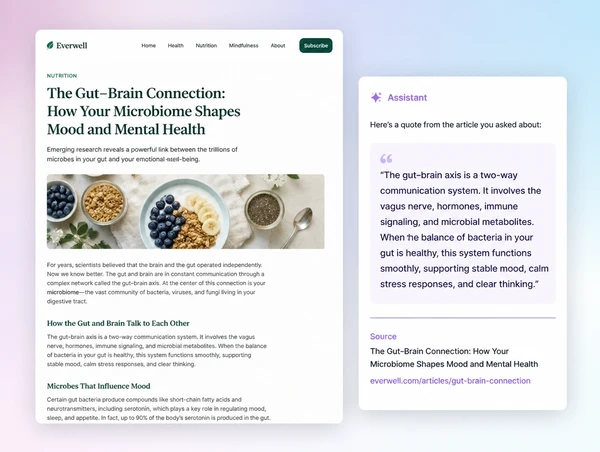 An AI overview answer naming an article page as its cited source