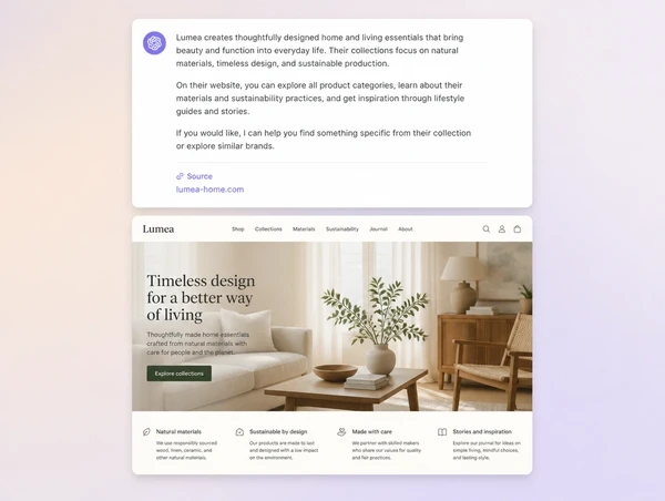 An AI assistant answer citing an article page as its source