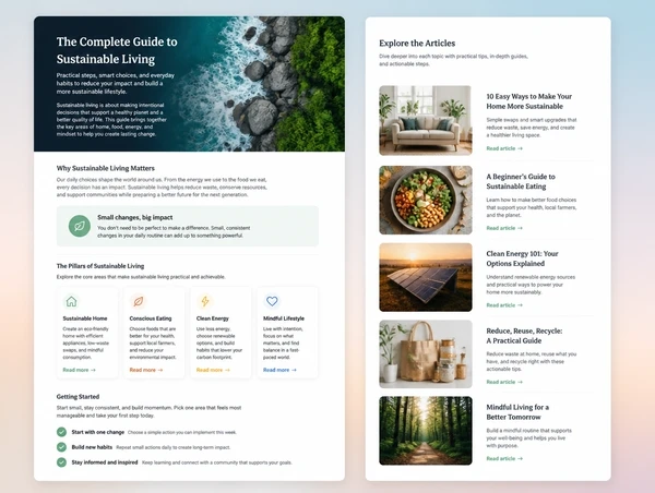 A guide page surrounded by the smaller articles that link into it