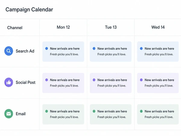 One offer carried by a search ad, a post and an email