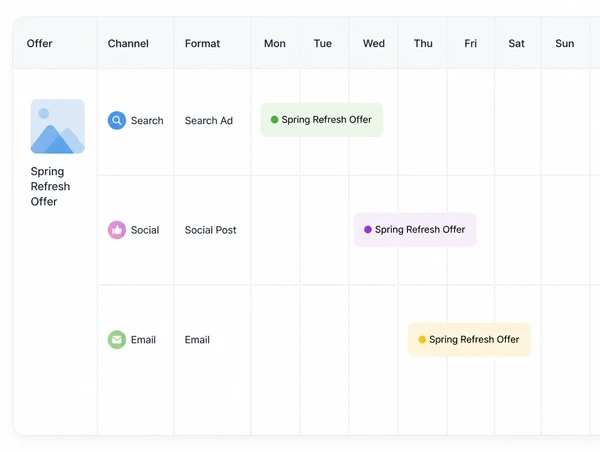 A single offer repeated across search, social and email