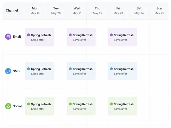One message running on search, on social and by email