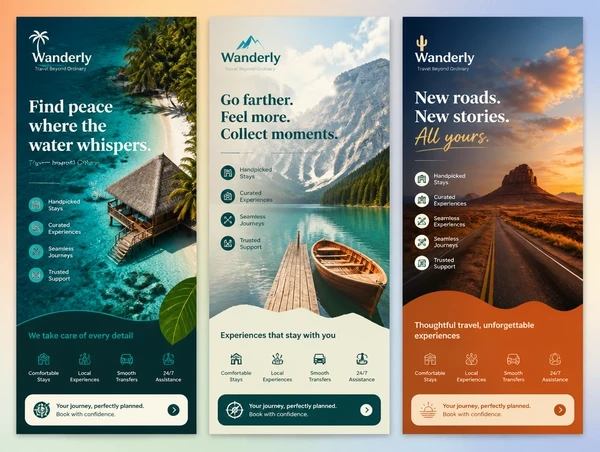 Three Instagram advert creatives for one brand, each with a different opening image