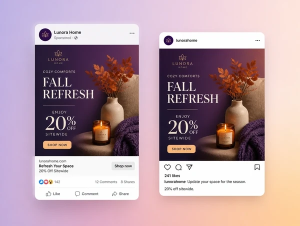 A social advert shown beside the organic posts using the same offer