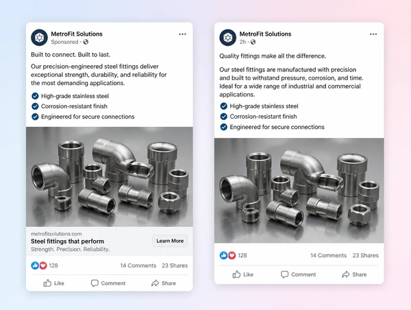A sponsored advert and an ordinary page post carrying the same supplier offer