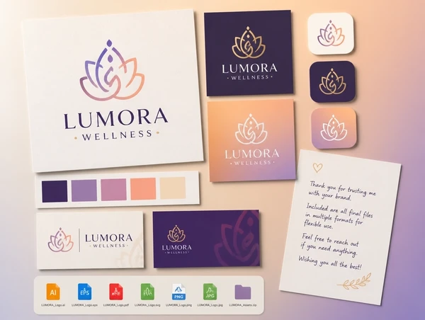 An original logo shown with its working files and a written handover