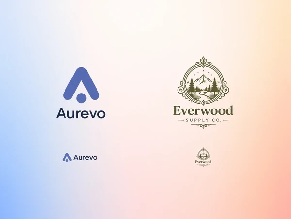 A simple logo shown beside a busy one at small size for comparison