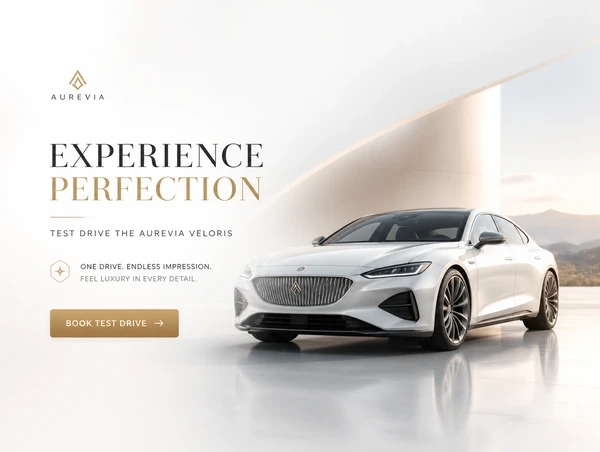 A car test drive landing page with a single offer and one button, and no navigation