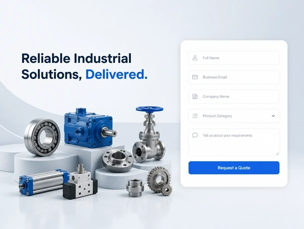 An industrial supplier landing page with one headline, one short quote form and no navigation menu