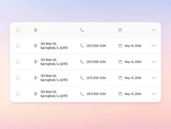 Directory listings all showing the same address and phone number