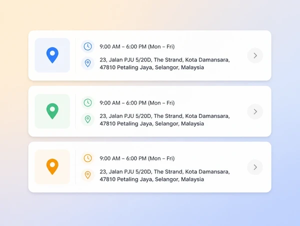 One Ipoh business address shown matching across three directory listings