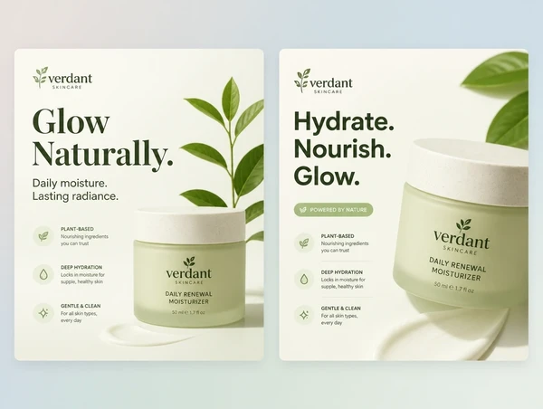 Two ad creatives for the same product with different angles, side by side