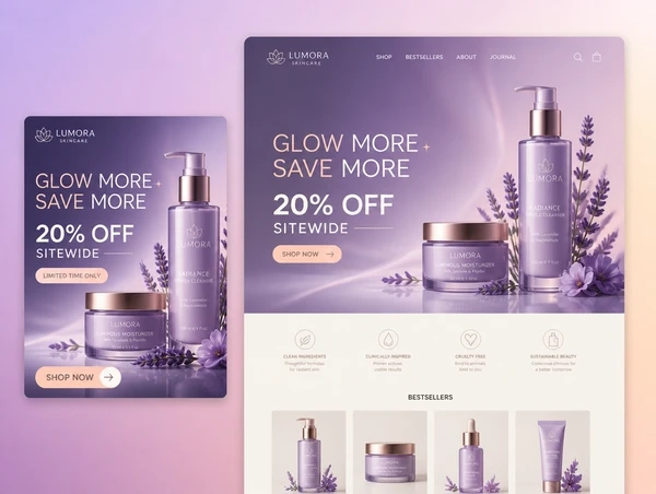 An advertisement shown beside a landing page carrying the same offer