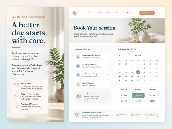 An advert and the landing page it opens shown side by side with matching wording