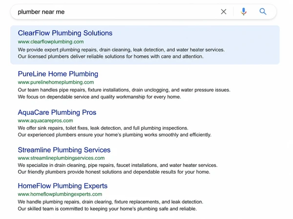 A search results page with an organic listing ranked among its competitors