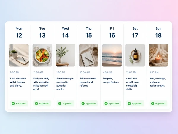 A week of social posts scheduled with every day approved