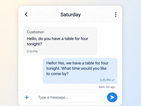 A weekend message thread where a booking question is answered within minutes