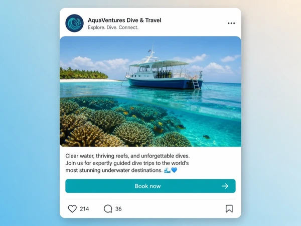 A single social post with a clear caption and a booking call to action