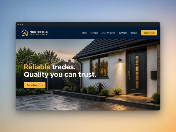 A local services homepage above the fold with one headline and a call button