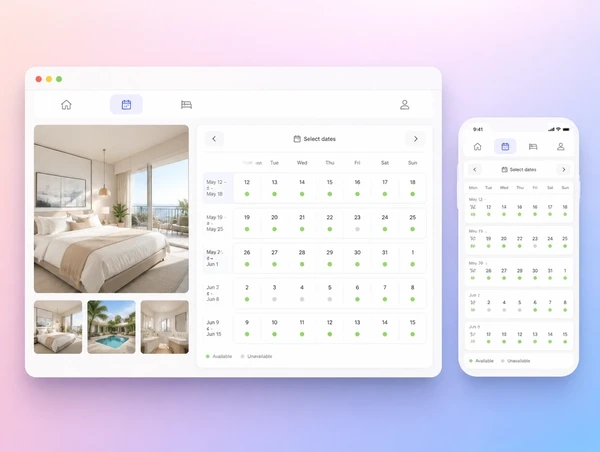 A booking page showing dates and availability for a trip weeks ahead