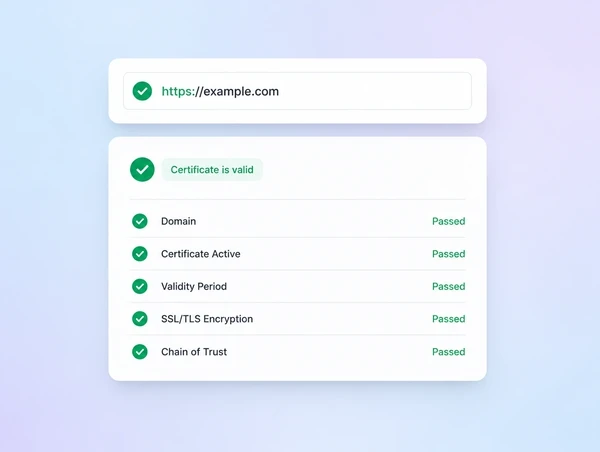 A link and certificate check report with every item passing